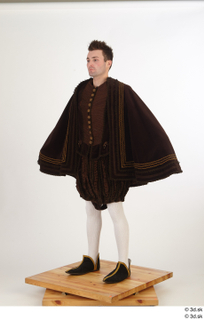  Photos Man in Historical Dress 23 16th century Historical clothing a poses brown suit cloak whole body 0002.jpg